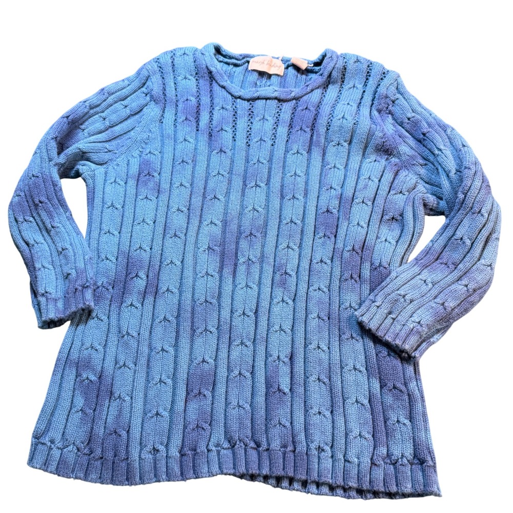 Marsh Landing Cable Knit Tie Dye Sweater Blue Purple Women's Size M